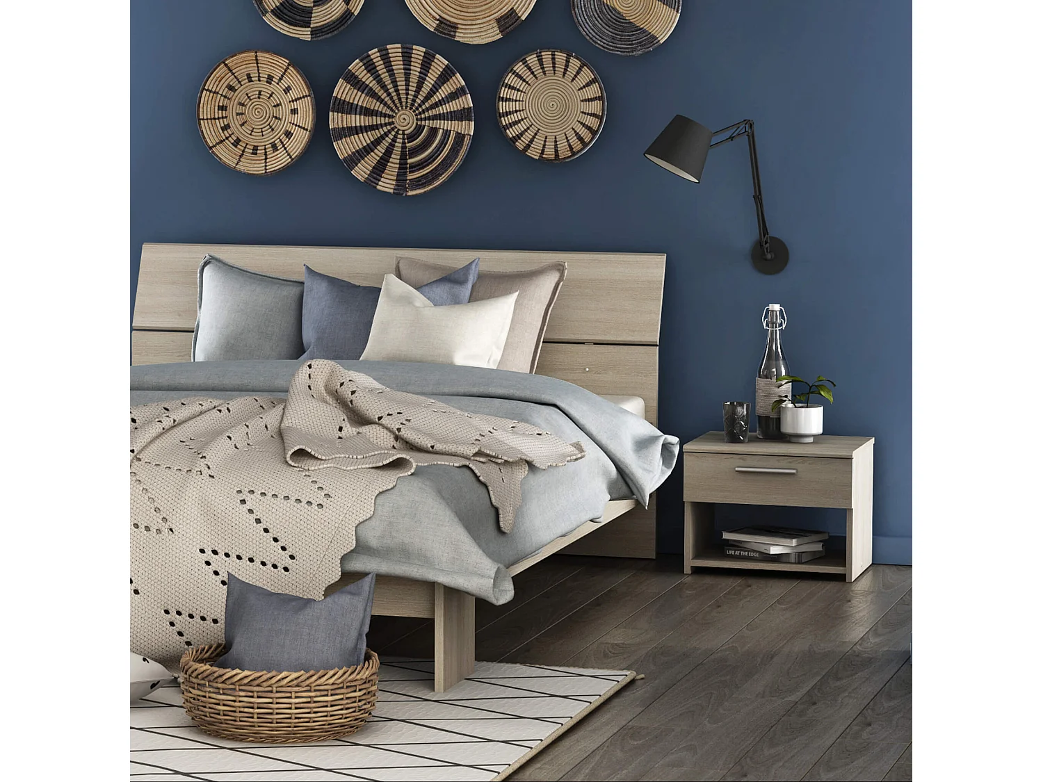 Chevet 1 tiroir 1 niche en bois chêne shannon - CH158