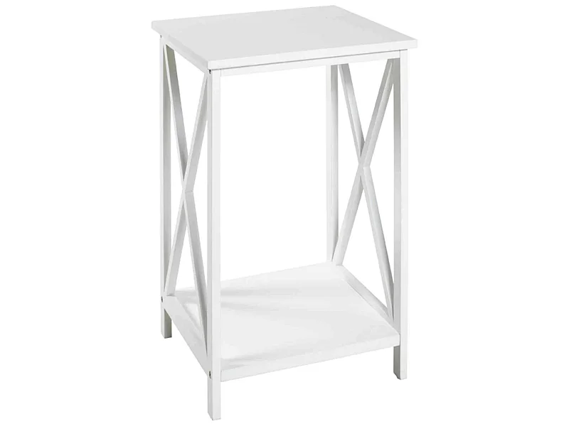 Table de chevet en bois laqué blanc - CH15004