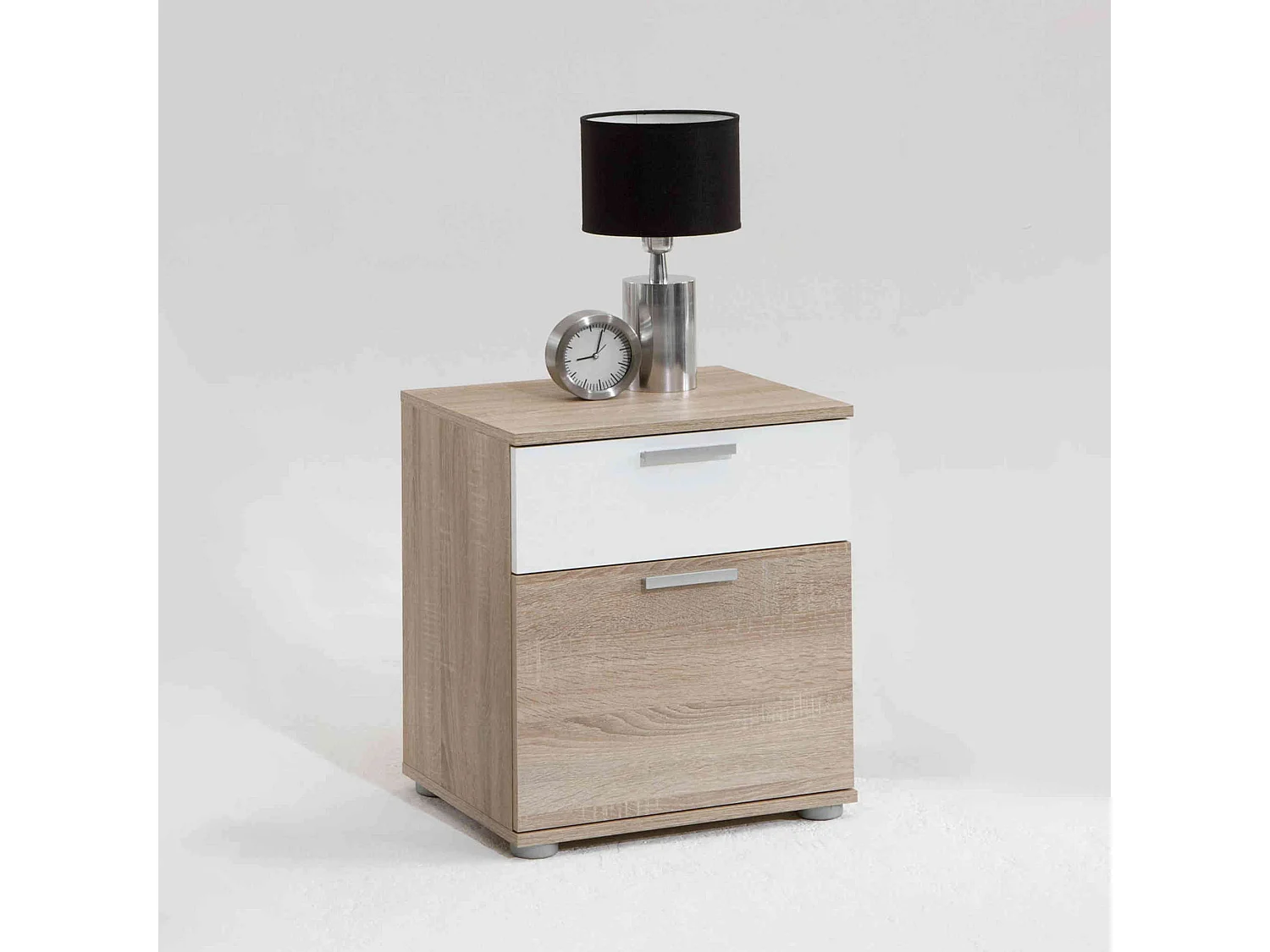 Chevet 2 tiroirs en bois imitation chêne clair - CH13026