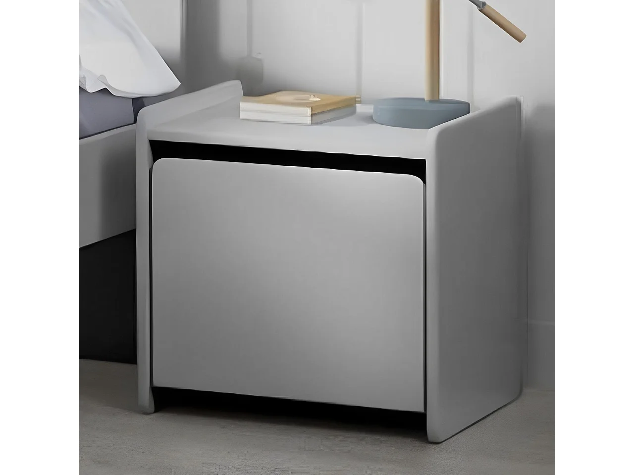 Chevet 1 porte enfant gris clair - Terre de Nuit