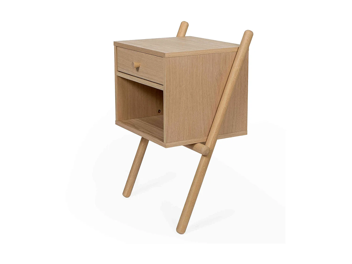 Chevet 1 tiroir 1 niche en bois massif imitation chêne - CH0023