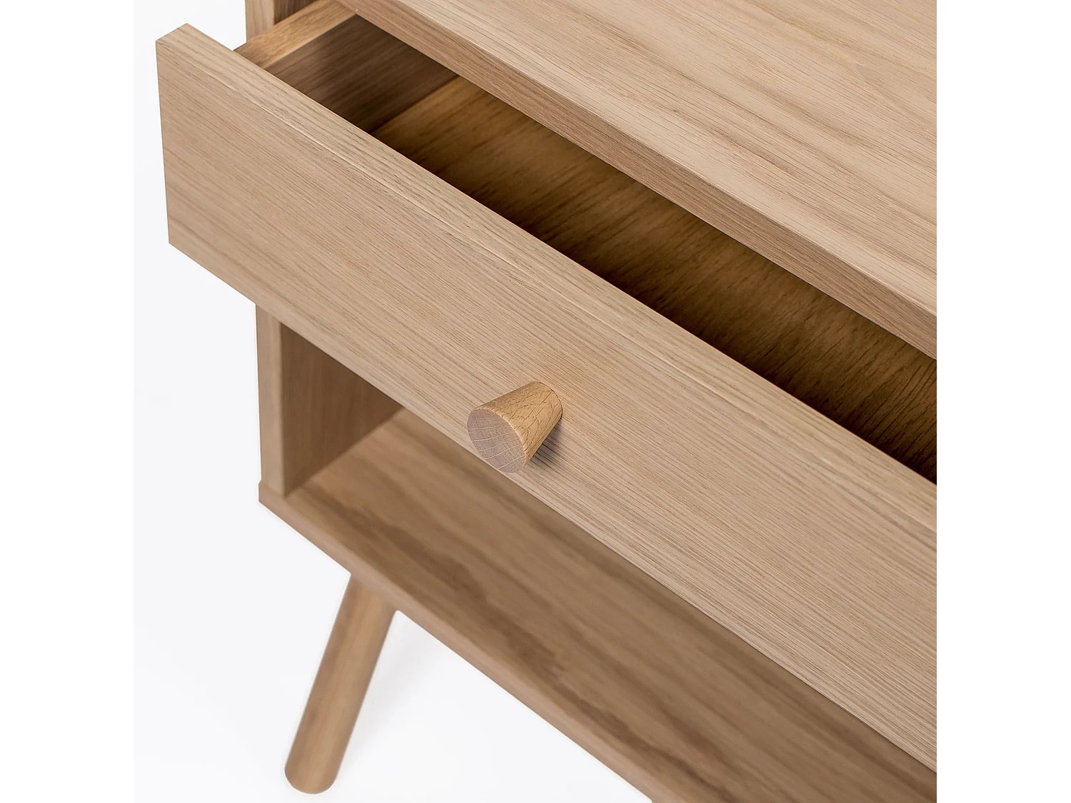 Chevet 1 tiroir 1 niche en bois massif imitation chêne - CH0023