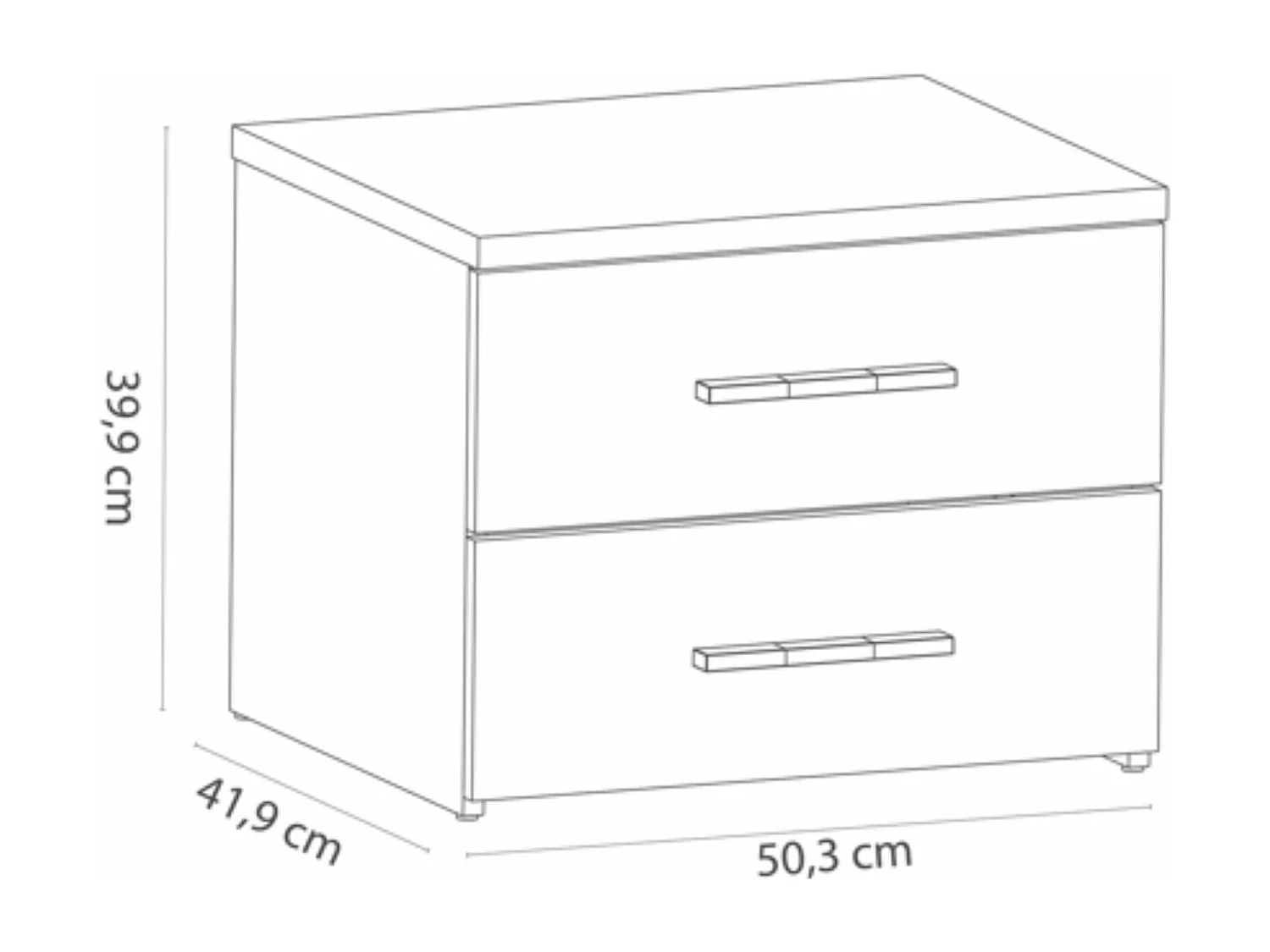Chevet 2 tiroirs imitation chêne brosse/blanc CH129