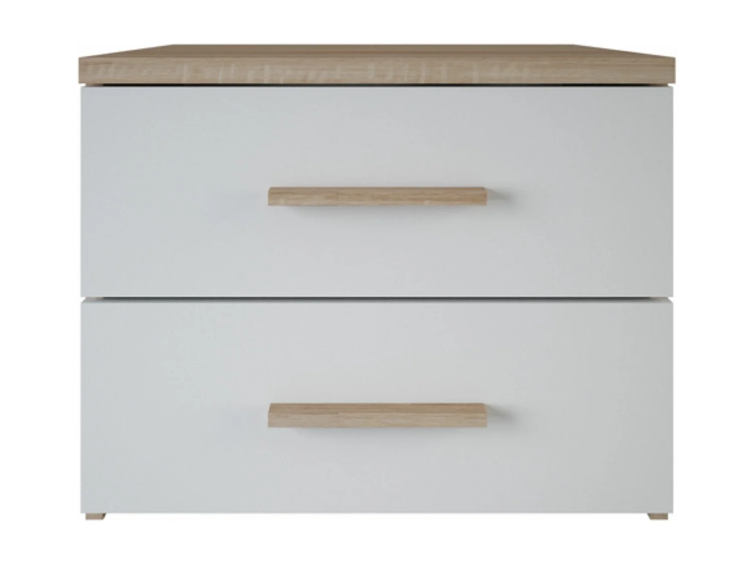 Chevet 2 tiroirs imitation chêne brosse/blanc CH129