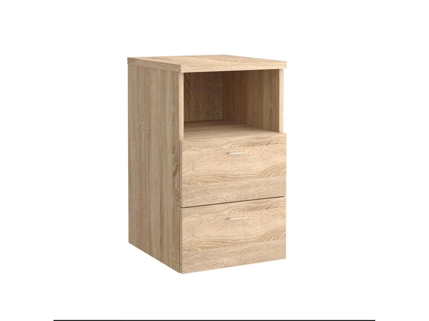 Chevet 2 tiroirs + 1 niche en bois imitation chêne clair - CH13024