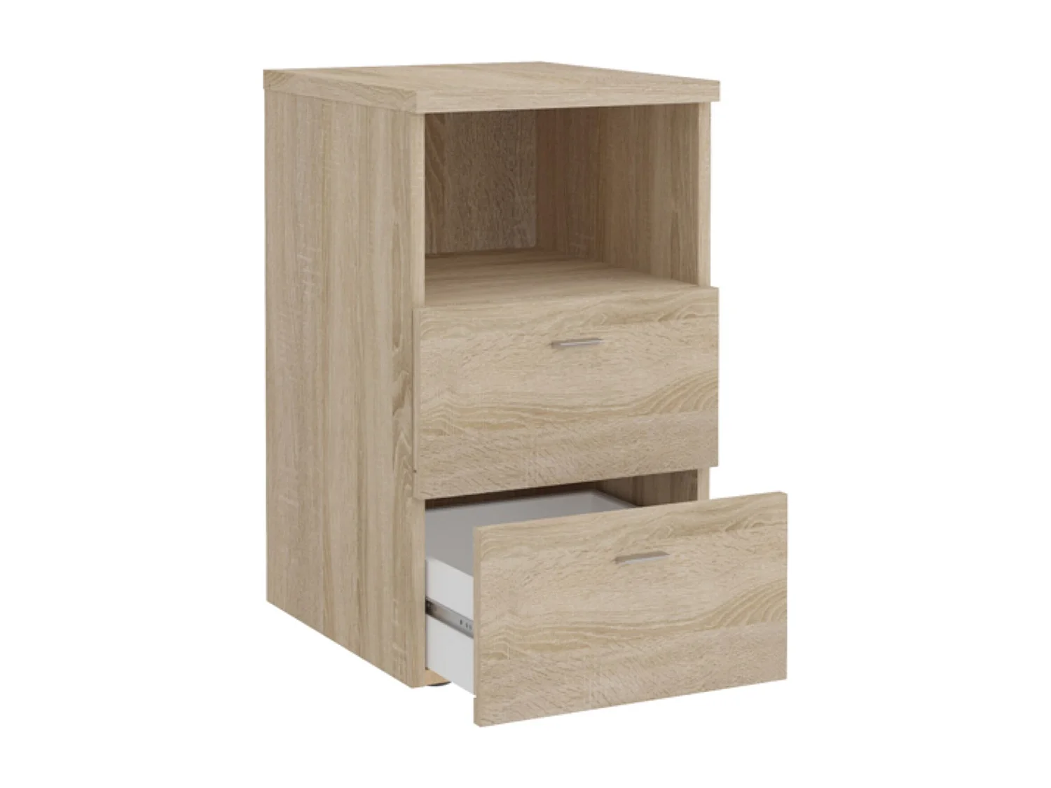 Chevet 2 tiroirs + 1 niche en bois imitation chêne clair - CH13024