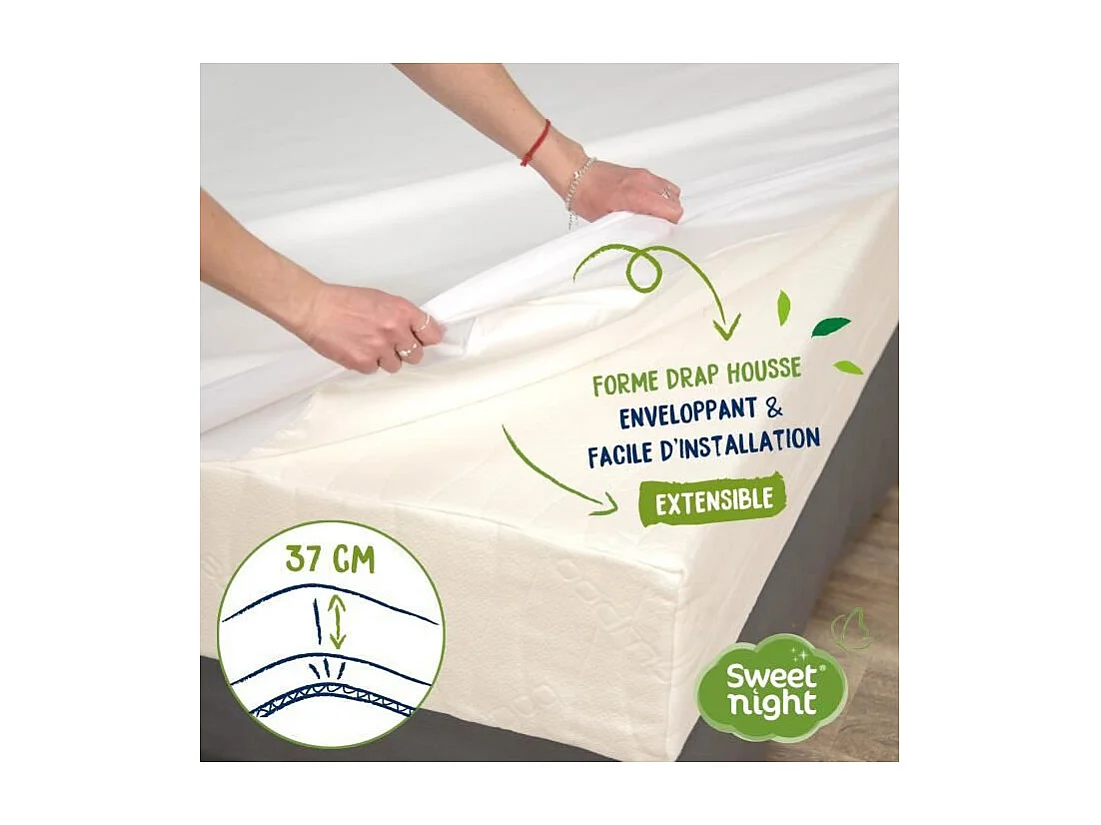 Protège matelas anti-acariens Greenfirst imperméable molleton 100% coton 180x200