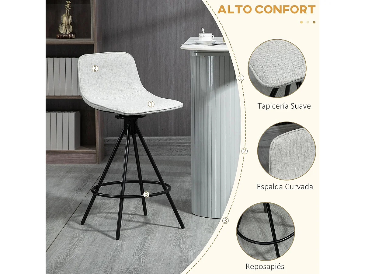 Taburetes de cocina gris 41.5x47.5x90 cm HOMCOM