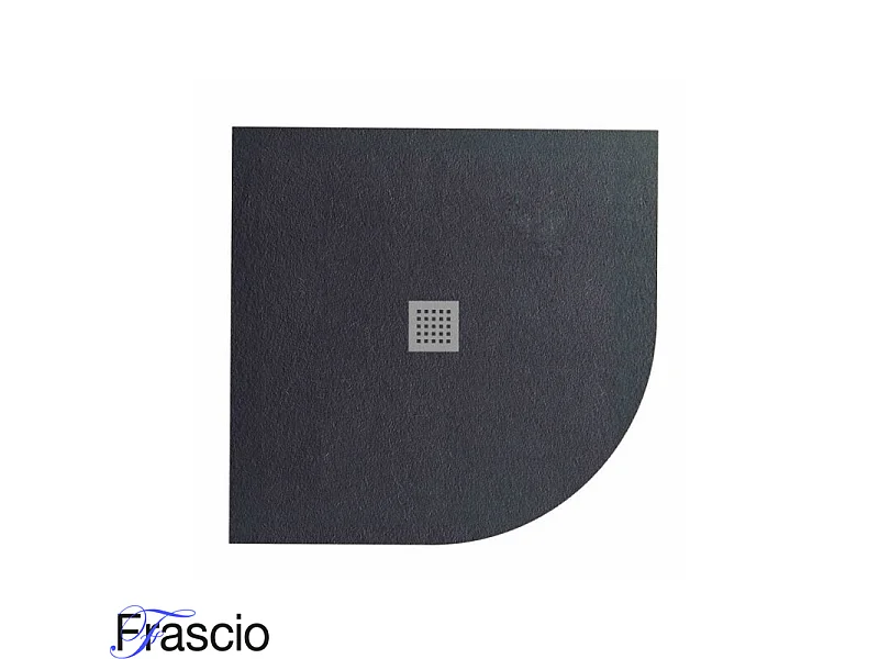 Halbrunde Duschwanne 90 x 90 cm Vulcano Line Extra Slim Schwarz aus Kunstharz und Marmorstaub mit kostenlosem Ablauf