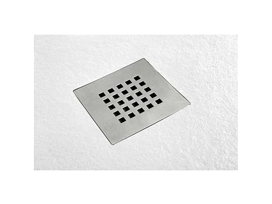 Receveur de Douche 140X120 cm Vulcano Line Slim Blanc en Résine Synthétique et Poudre de Marbre Avec Drain Libre