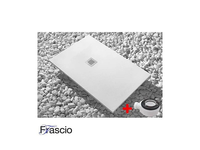 Receveur de Douche 80X195 cm Vulcano Line Extra Slim Blanc En Résine Synthétique et Poussière de Marbre Avec Vidage Gratuit