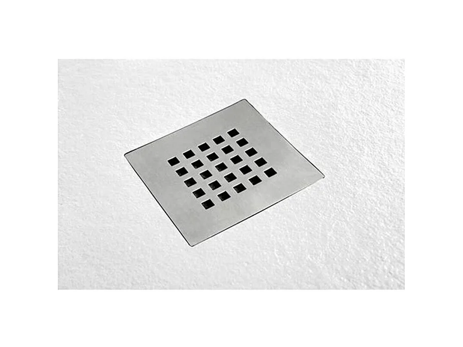 Receveur de Douche 140X115 cm Vulcano Line Slim Blanc en Résine Synthétique et Poudre de Marbre Avec Drain Libre