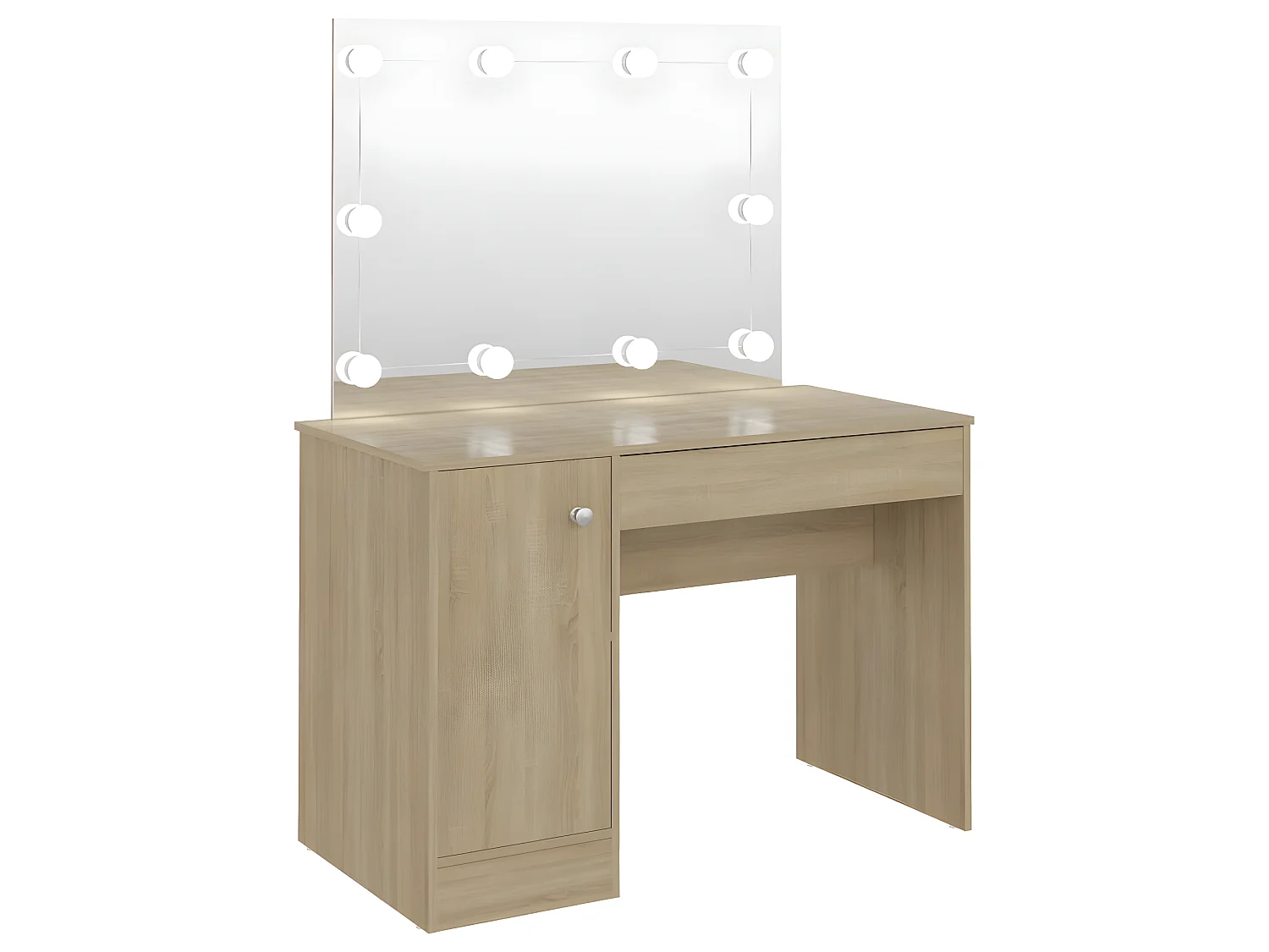 Coiffeuse table de maquillage effet bois beige 110 x 55 x 145 cm 02_0006285