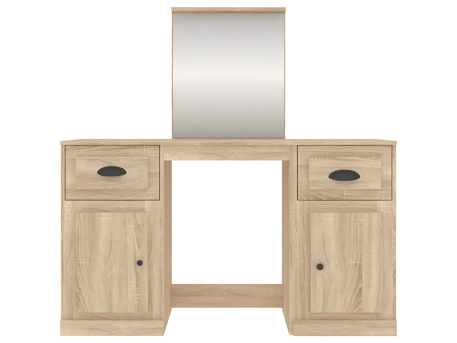 Tocador mesa de maquillaje diseño mueble dormitorio mueble con espejo 130x50x1325 cm roble 02_0006368