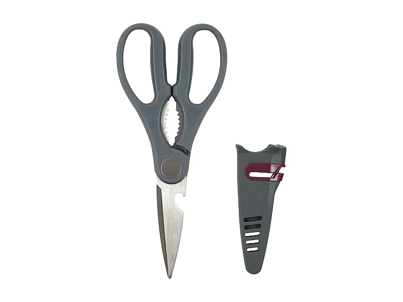 Ciseaux Avec Fourreau Aiguiseur Gris