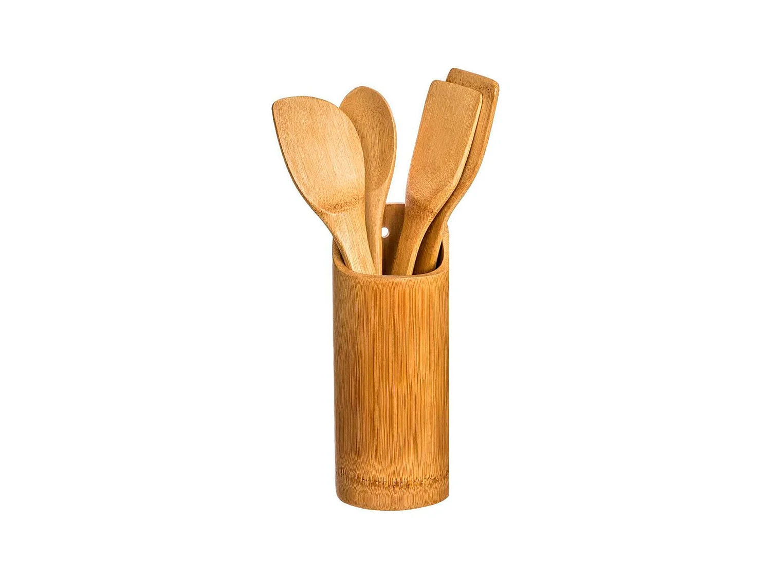 Lot de 4 Ustensiles & Pot de Cuisine "Bambou" Naturel