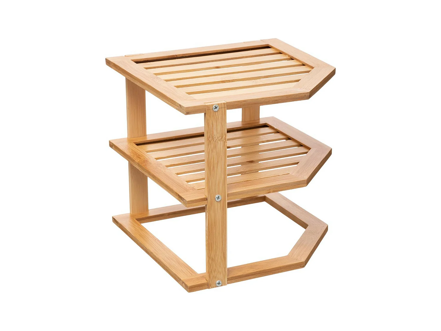 Étagère d'Angle 2 Niveaux "Slant" 25cm Naturel
