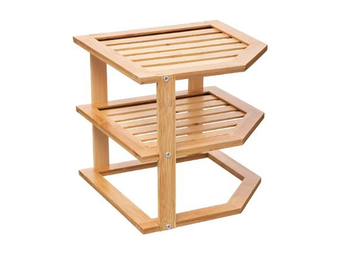 Étagère d'Angle 2 Niveaux "Slant" 25cm Naturel