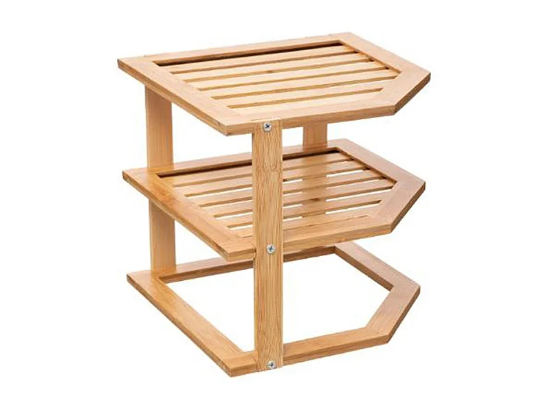 Étagère d'Angle 2 Niveaux "Slant" 25cm Naturel