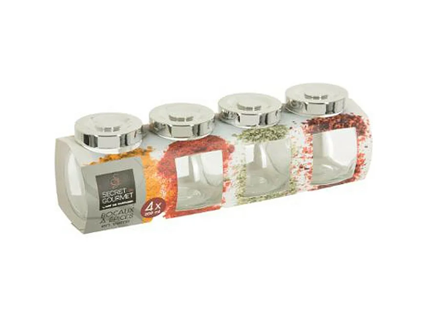 Lot de 4 Bocaux à Épices "Loupa" 200ml Transparent