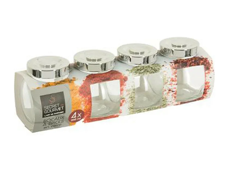 Lot de 4 Bocaux à Épices "Loupa" 200ml Transparent