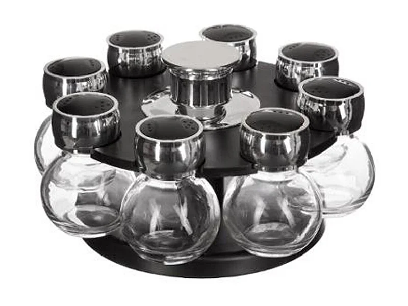 Présentoir à Épices Rotatif "Fioles" 8 Pots Noir