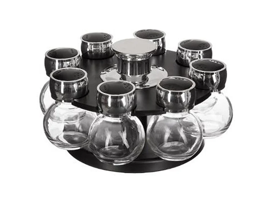 Présentoir à Épices Rotatif "Fioles" 8 Pots Noir