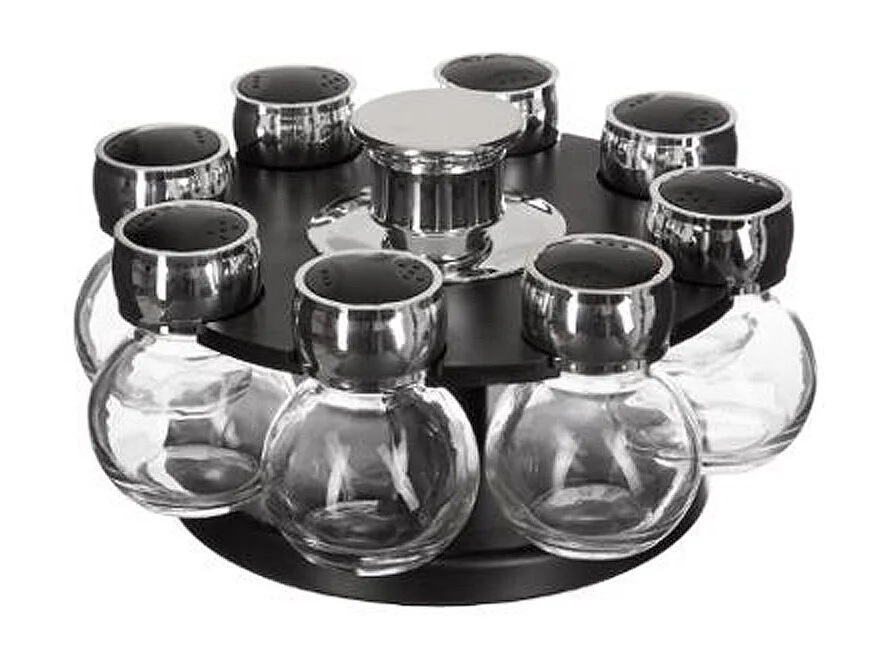 Présentoir à Épices Rotatif "Fioles" 8 Pots Noir