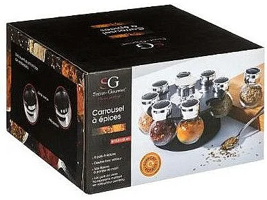 Présentoir à Épices Rotatif "Fioles" 8 Pots Noir