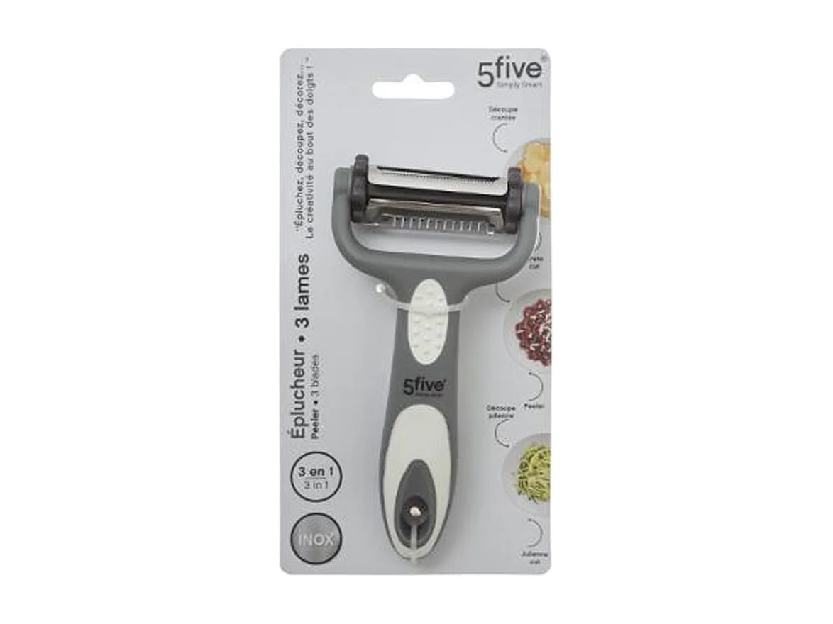 Éplucheur 3 Lames en Acier "Rasoir" 15cm Gris