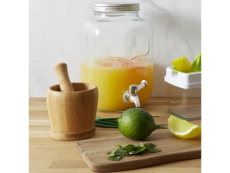 Pilon Et Mortier En Bambou Marron