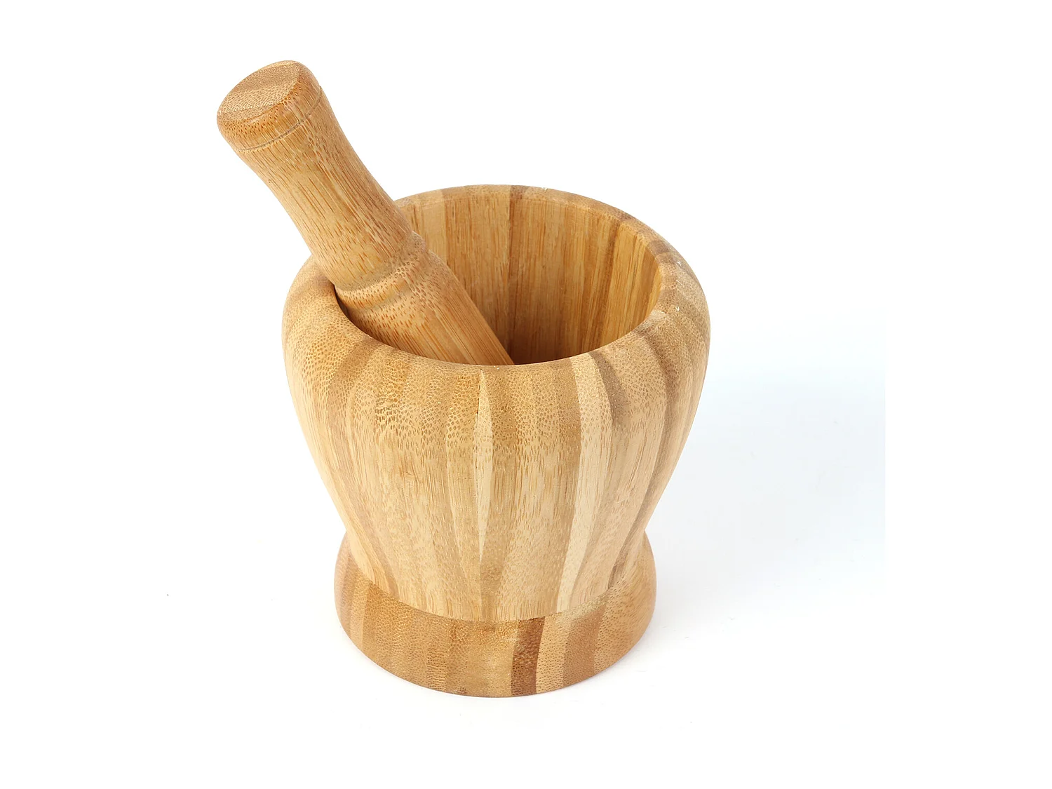 Pilon Et Mortier En Bambou Marron