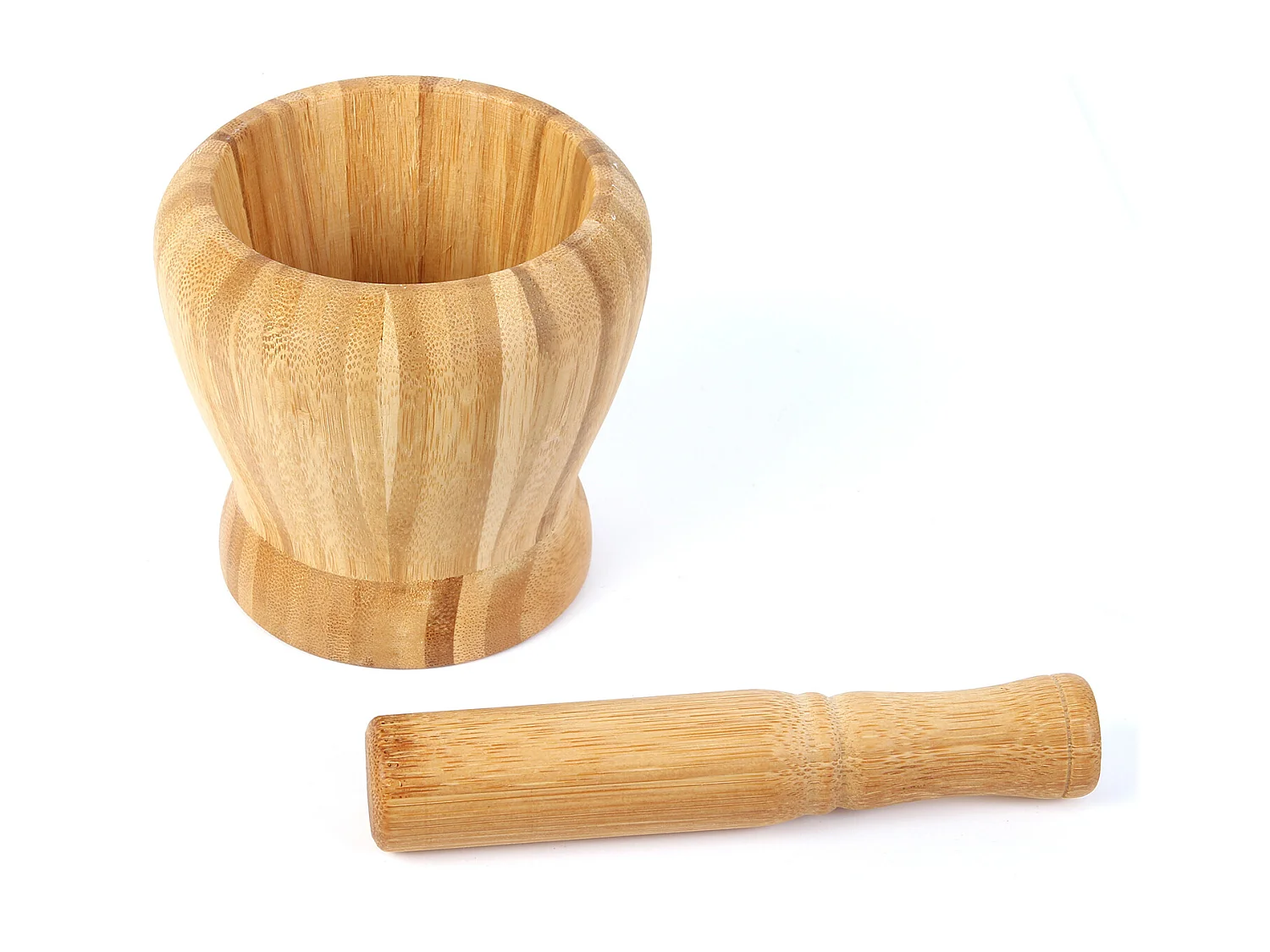 Pilon Et Mortier En Bambou Marron