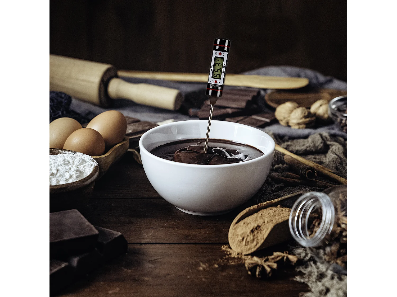 Thermometre Digital Cuisine Noir, Rouge, Argent