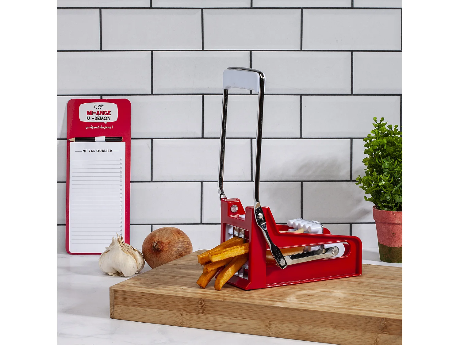 Coupe Frites 2 Grilles Rouge, Gris