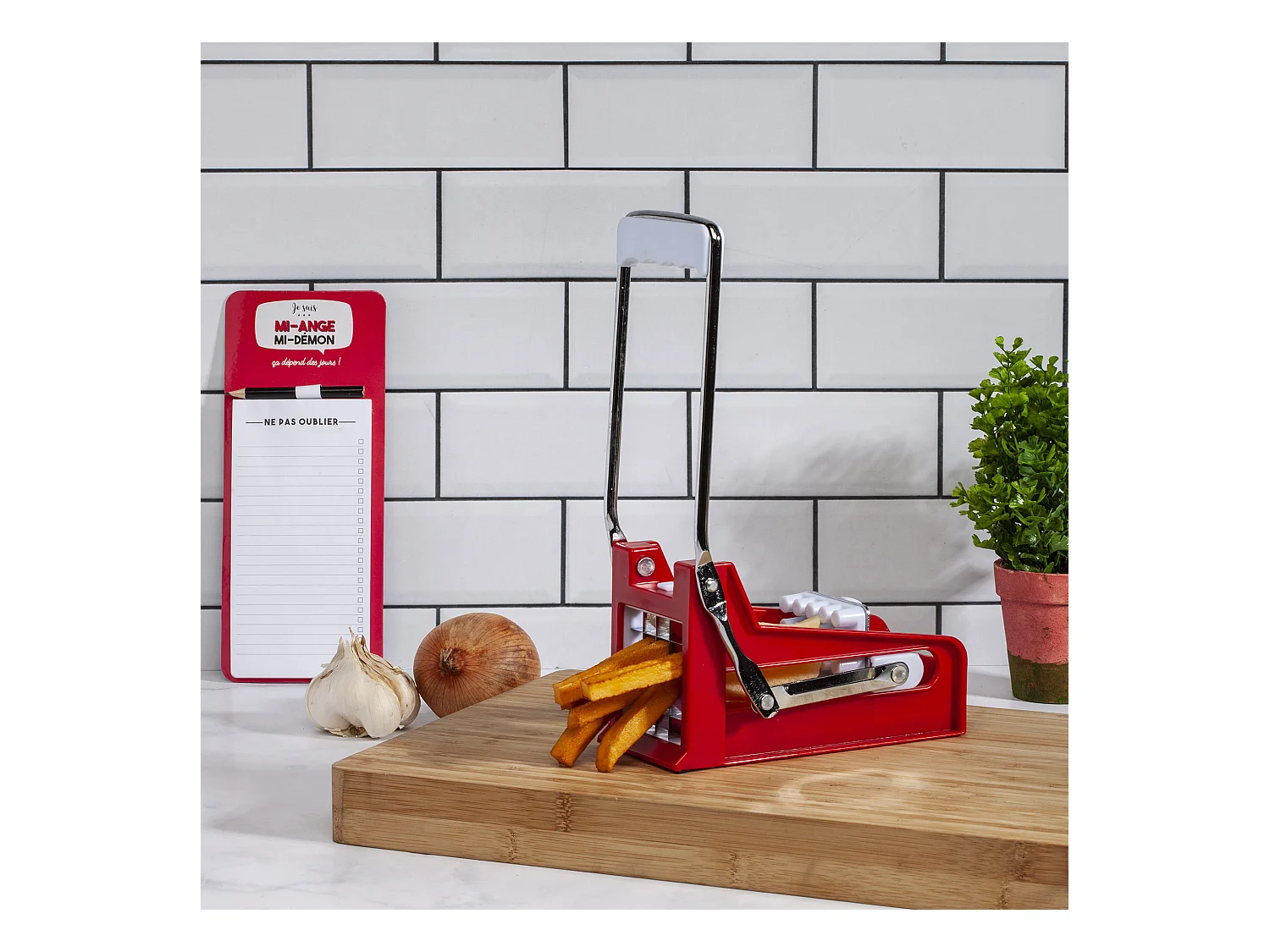 Coupe Frites 2 Grilles Rouge, Gris