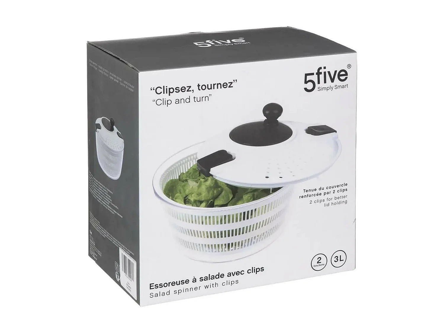 Essoreuse à Salade "Mécanique Clips" 3L Gris