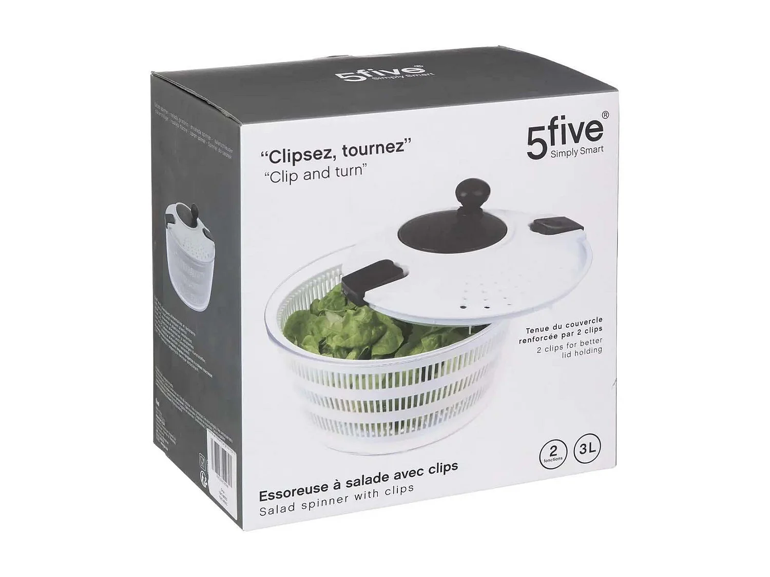 Essoreuse à Salade "Mécanique Clips" 3L Gris