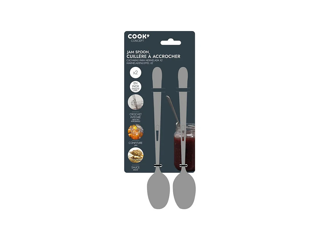 Lot de 2 Cuillères à Confiture "Marmelade" 19cm Gris