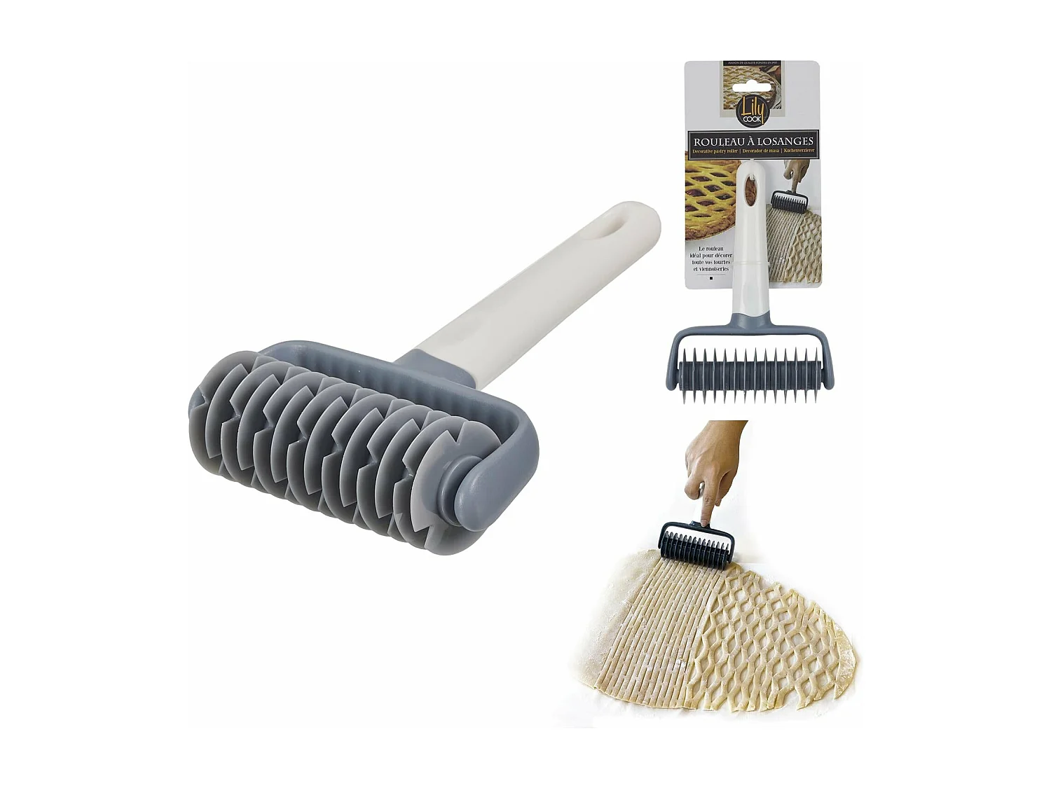 Rouleau à Losanges "Spécial Pâtes" 18cm Gris