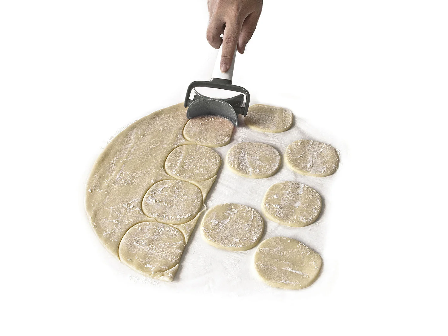Découpe Pâte Rond - LILY COOK - Ustensile de Pâtisserie - Blanc et gris
