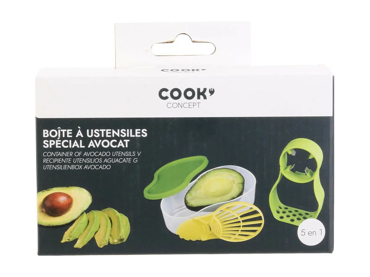 Boîte à Ustensiles "Avocat" 15cm Transparent & Vert