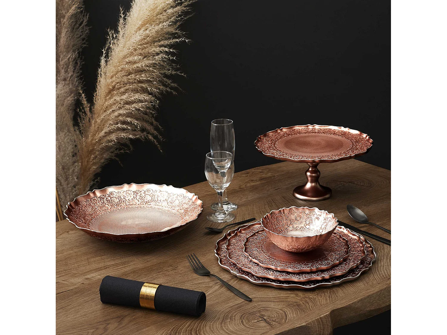 Plat De Presentation Mirage Verre D32cm Cuivre