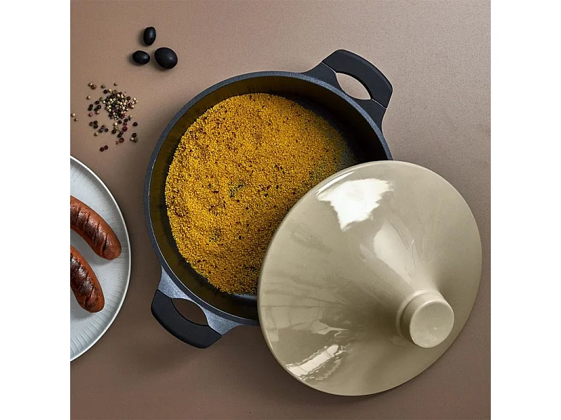 Plat à Tajine en Fonte d'Aluminium "Maroc" 28cm Beige