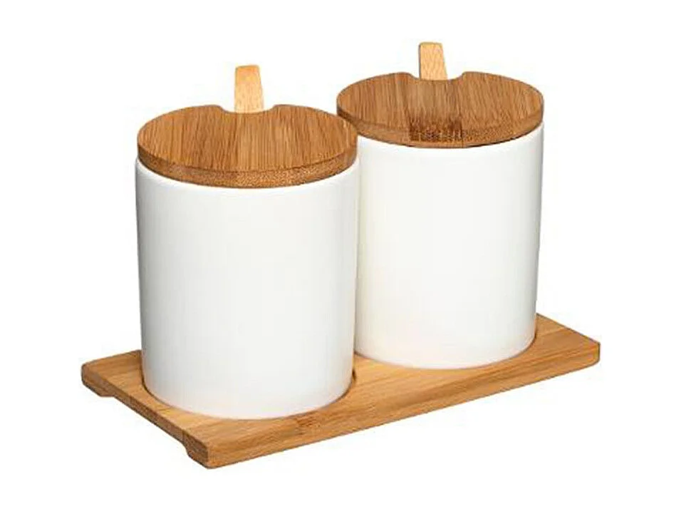 Lot de 2 Pots à Épices "Céramique" 18cm Blanc