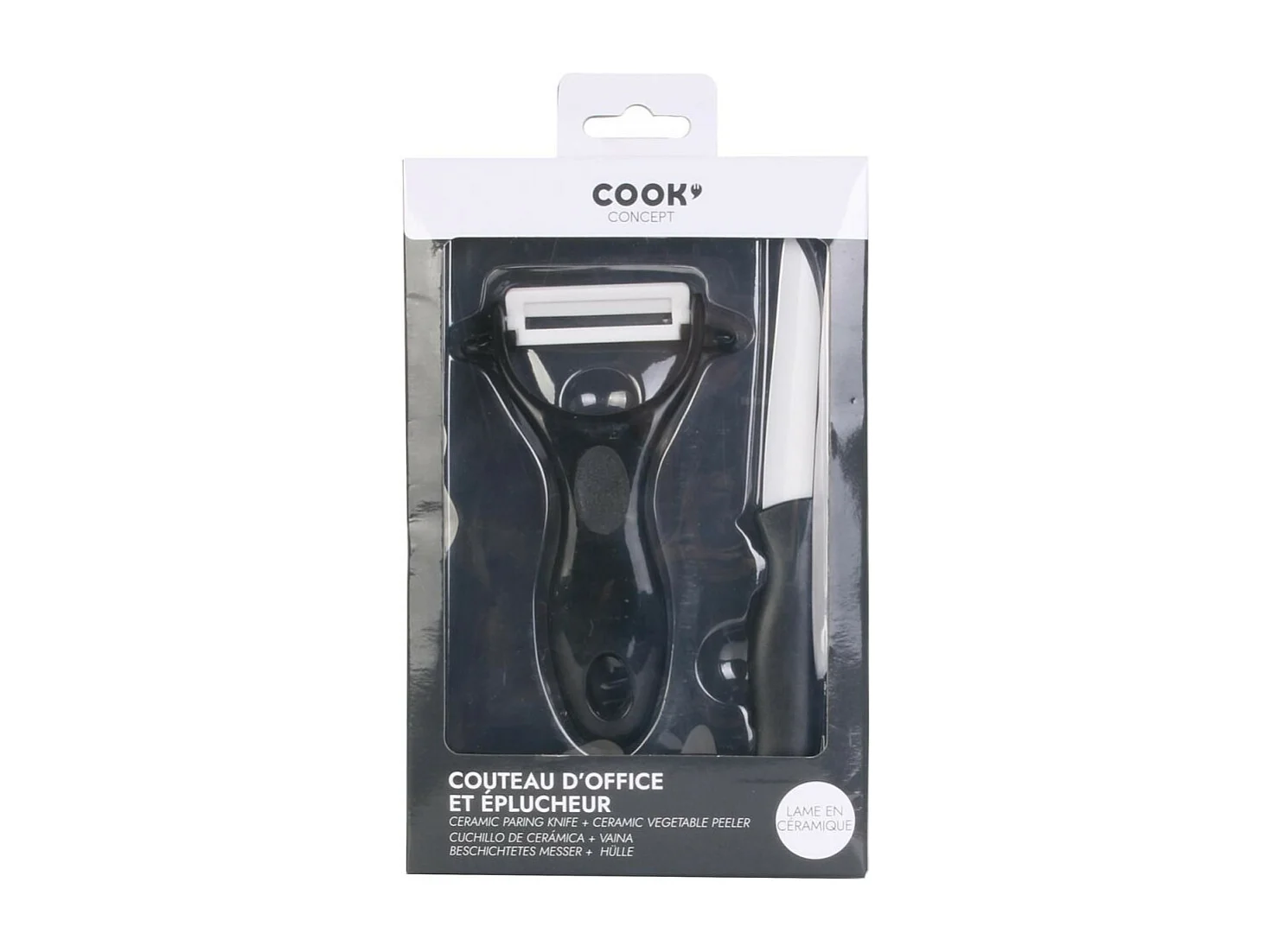 Couteau & Éplucheur Céramique "Cario" 16cm Noir