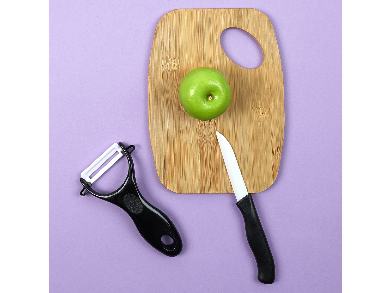Couteau en Céramique - COOK CONCEPT - 7,5 cm - Éplucheur Inclus - Noir et Blanc