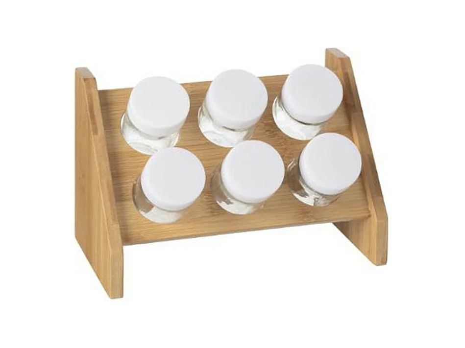 Présentoir à Épices 6 Pots "Bambou" 21cm Naturel