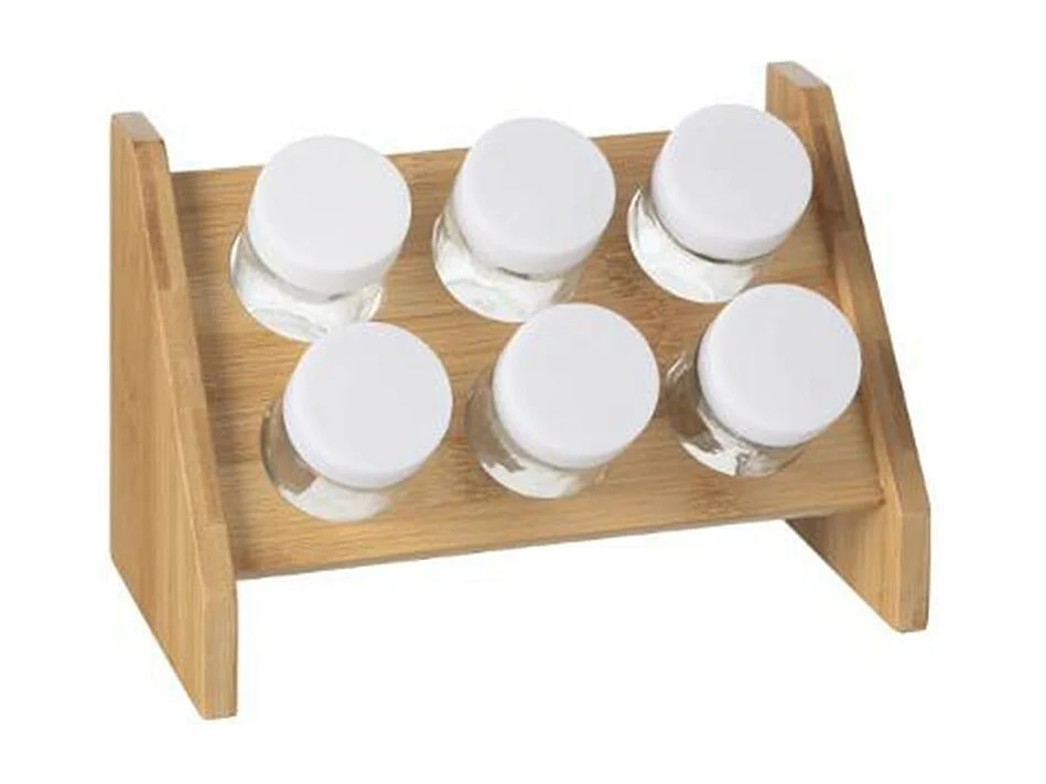 Présentoir à Épices 6 Pots "Bambou" 21cm Naturel