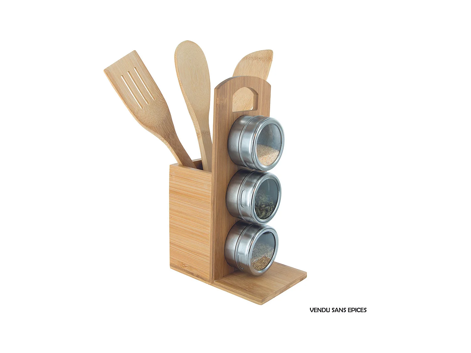 Porte Epices Et Set De 3 Couverts En Bambou